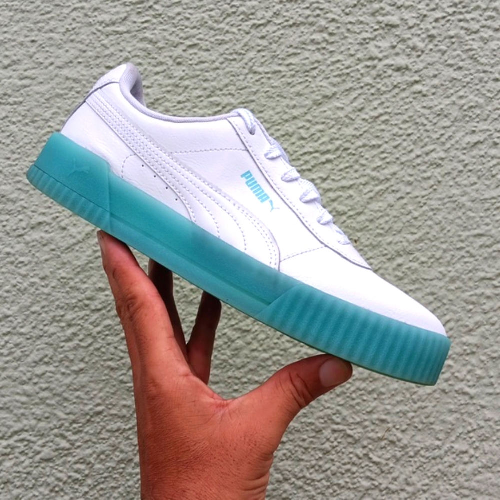 PUMA Carina Chrystal Leather Platform Sneaker (Women) Size 10 Sneakers # 373776-